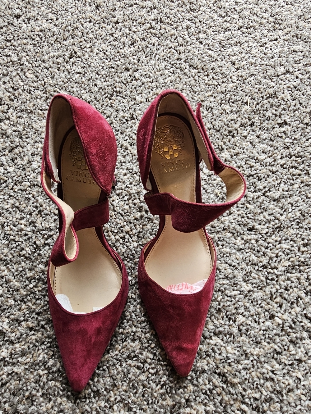 Vince Camuto Women's Wine Suede Pointed-Toe Ankle-Strap Heels - Picture 2 of 9